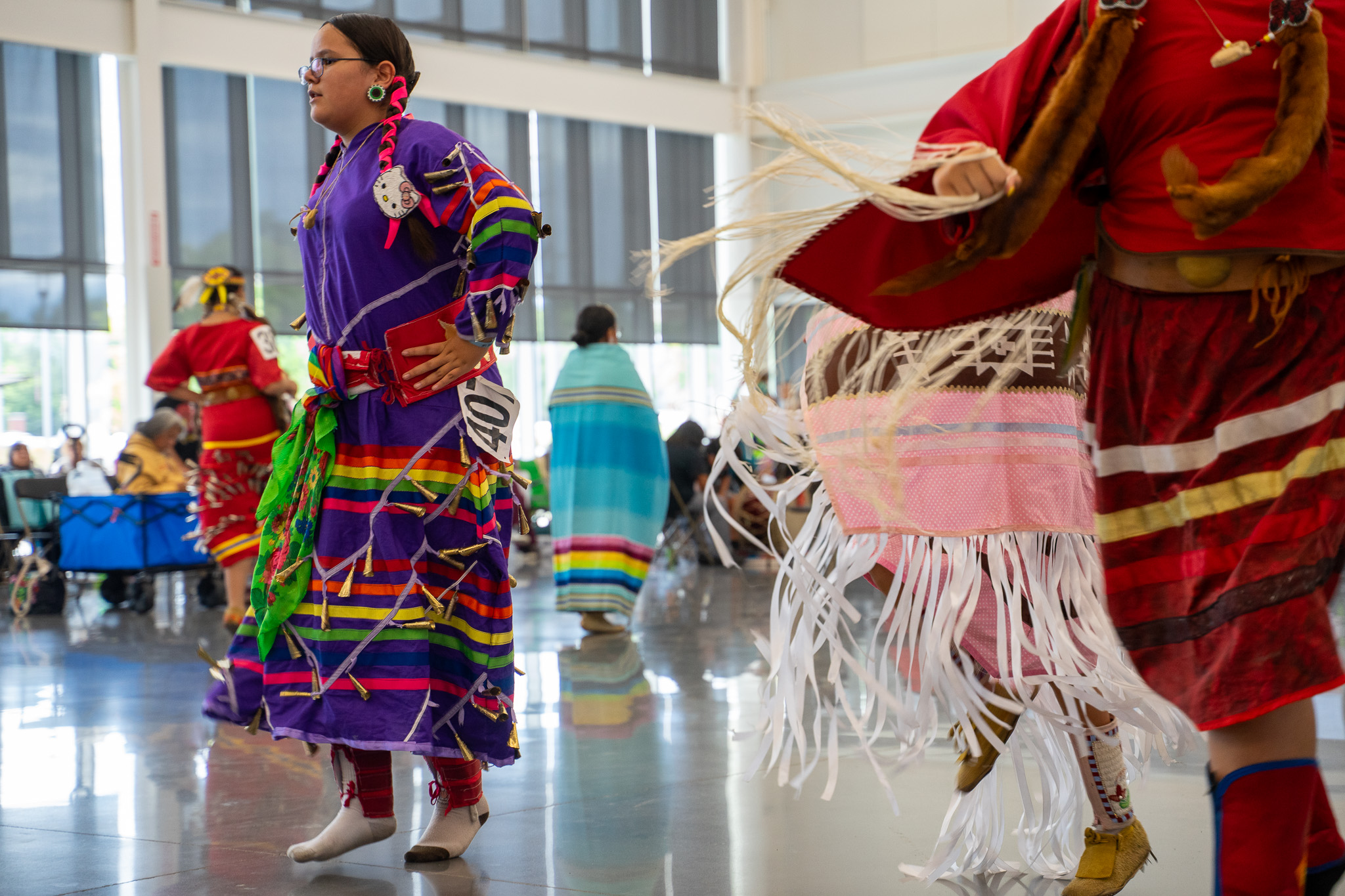 Young female Native American dancing