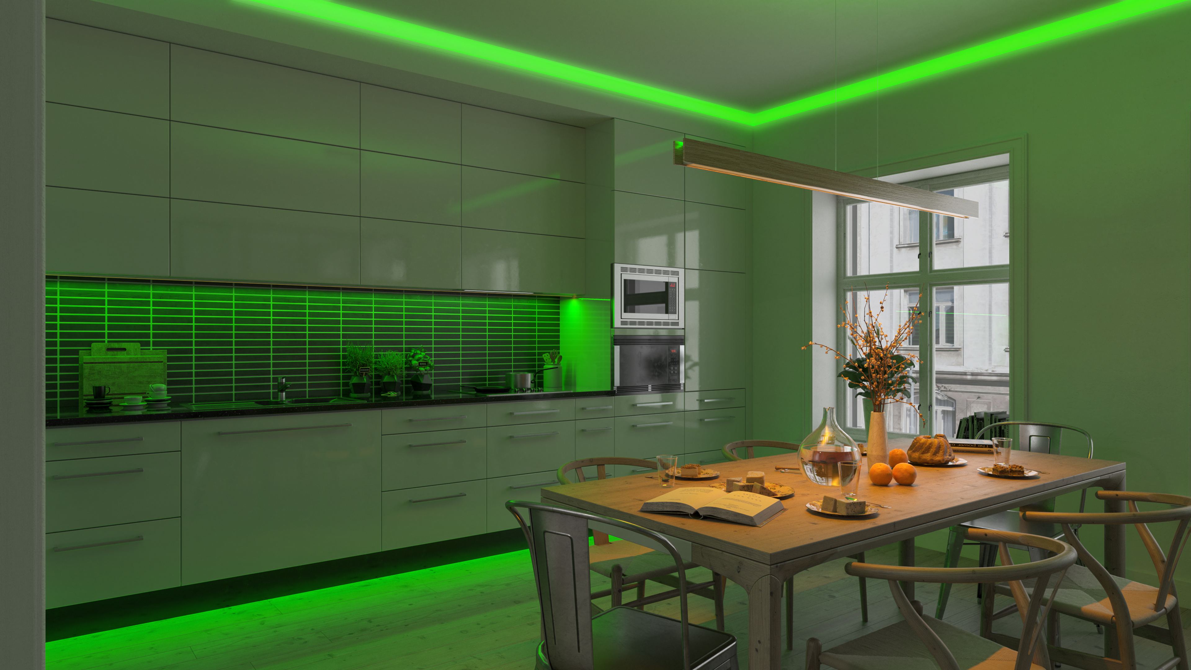 Glide Wood Up And Downlight<br />Suspension Center Feed, Dynamic Tunable White - Click to Enlarge