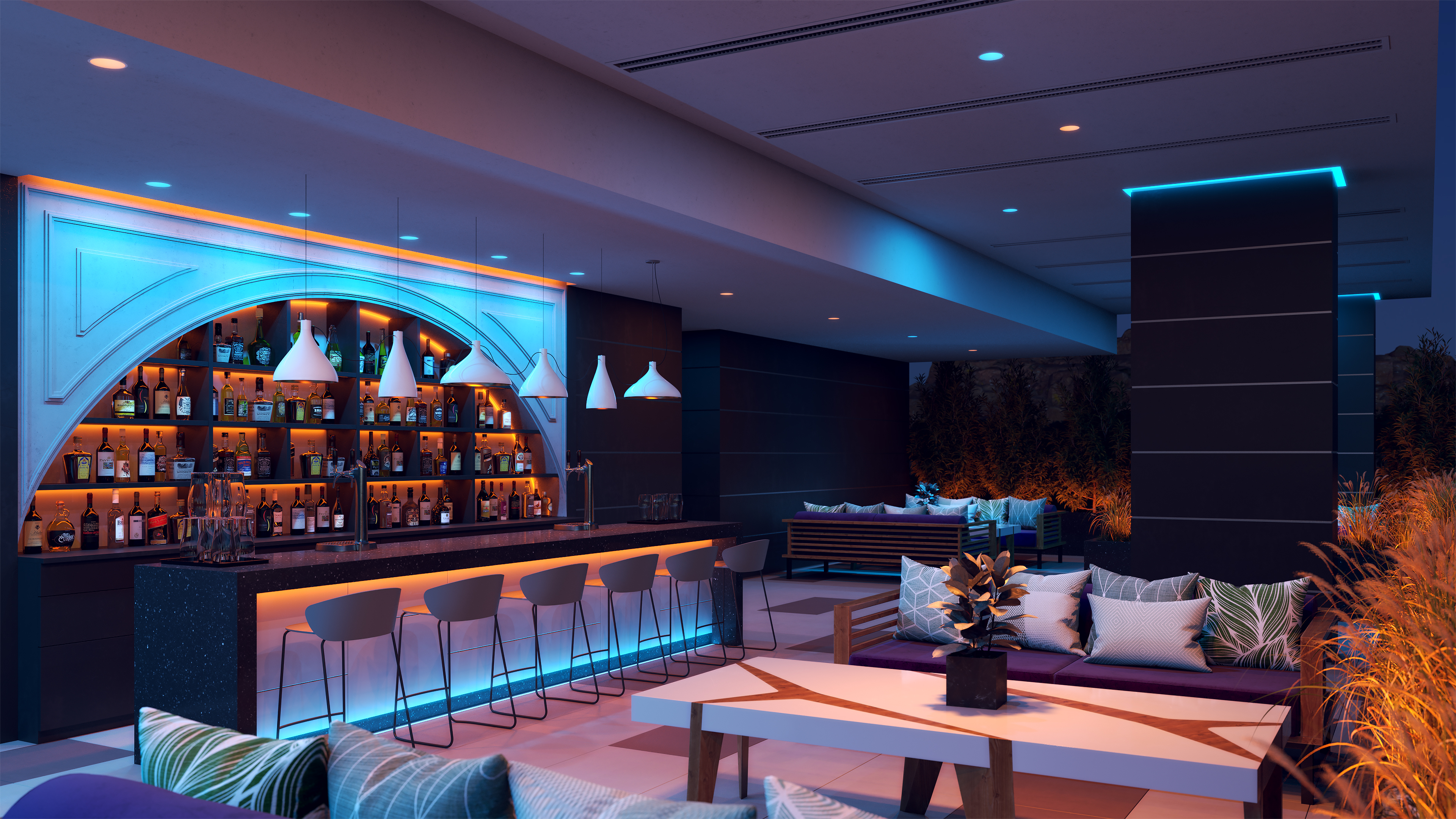 Vanishing Point 120VAC Pendant Connection Ceiling Cord Grip System, Light Blue and Amber