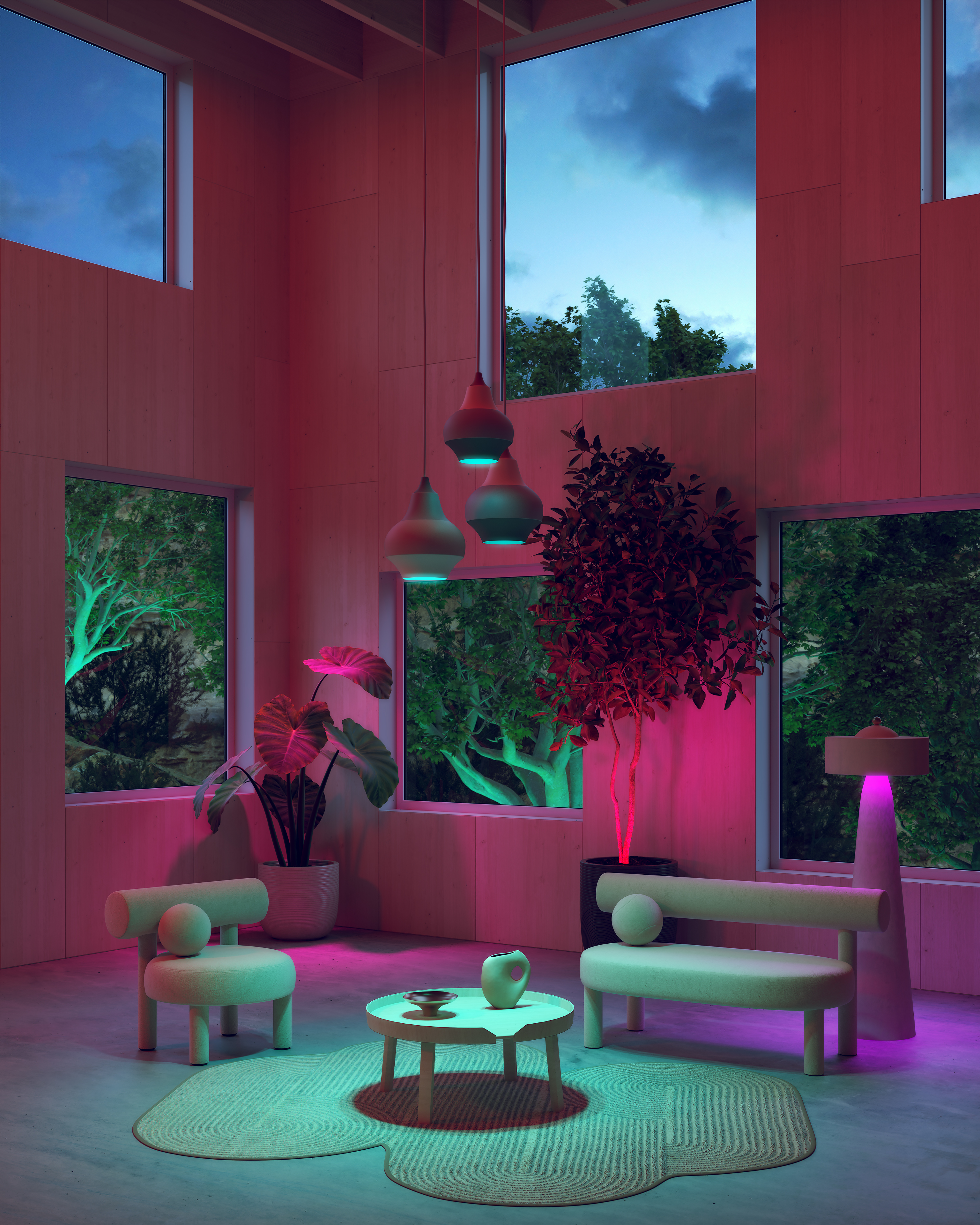 A19 Pure Smart Bulb, Aqua & Magenta