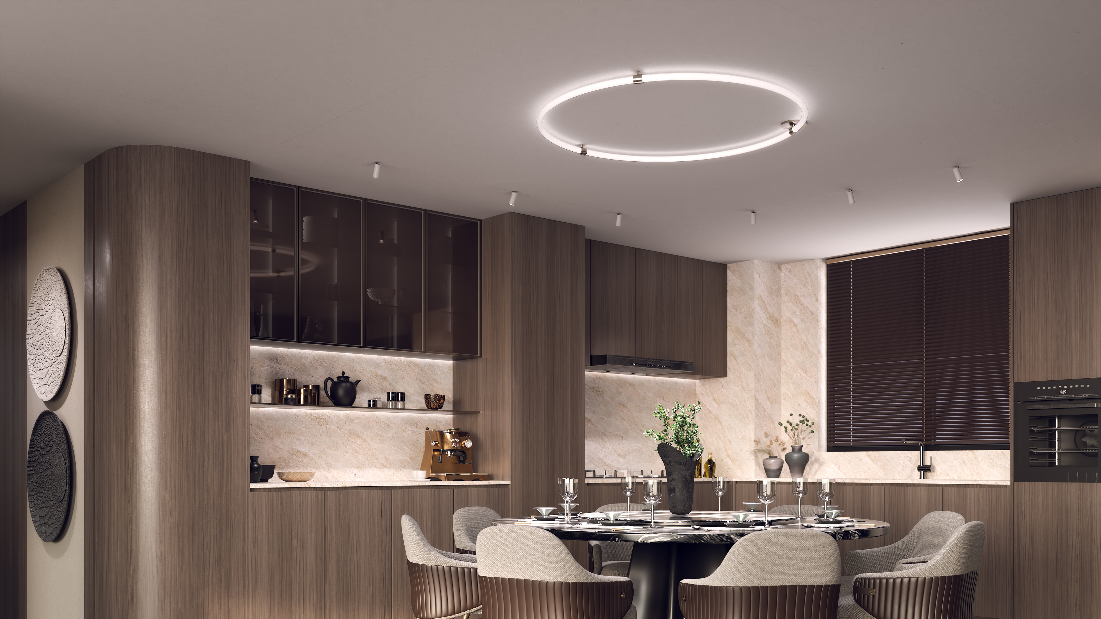 Solina 360 Hoop Ceiling 24VDC With Power, Static White & Warm Dim - Click to Enlarge