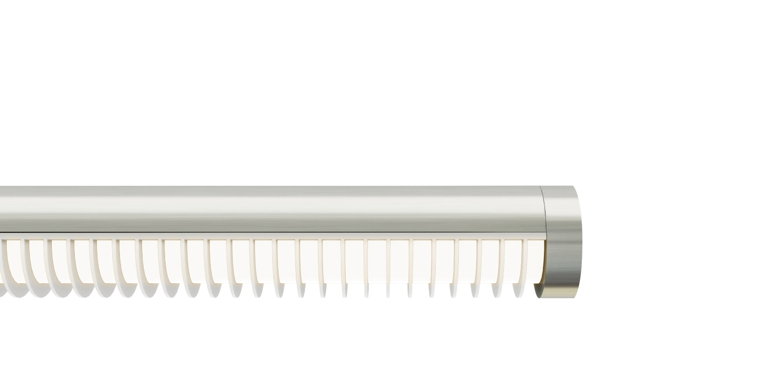 Pipeline 1 Suspension 24VDC Remote Power, End Feed, With Power, Diffused White Lens With White Louver - Click to Enlarge