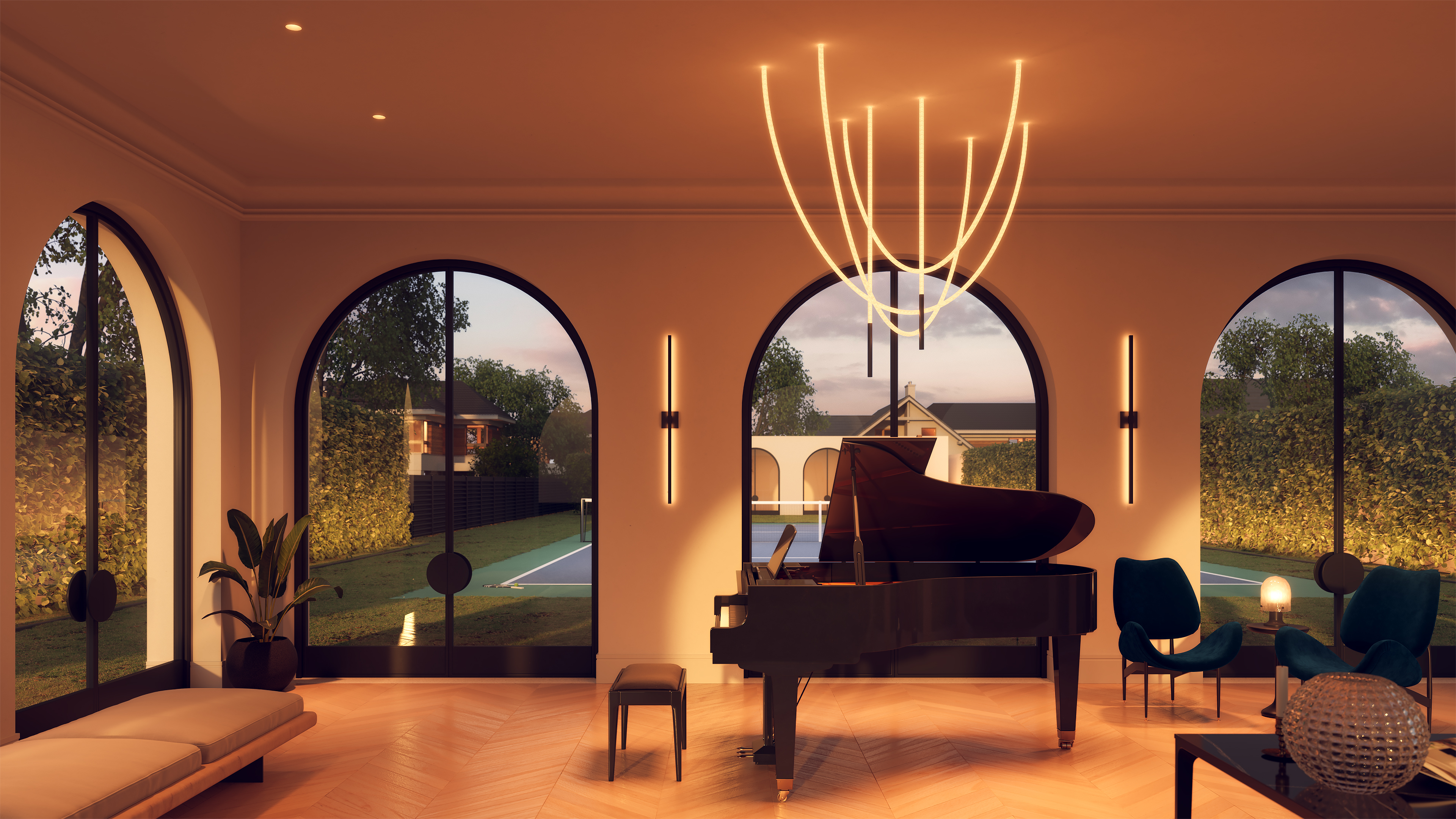 Trapeze Wave Cascade Chandelier 24VDC Remote Power Supply, Static White, Warm Dim & TruColor Tunable White