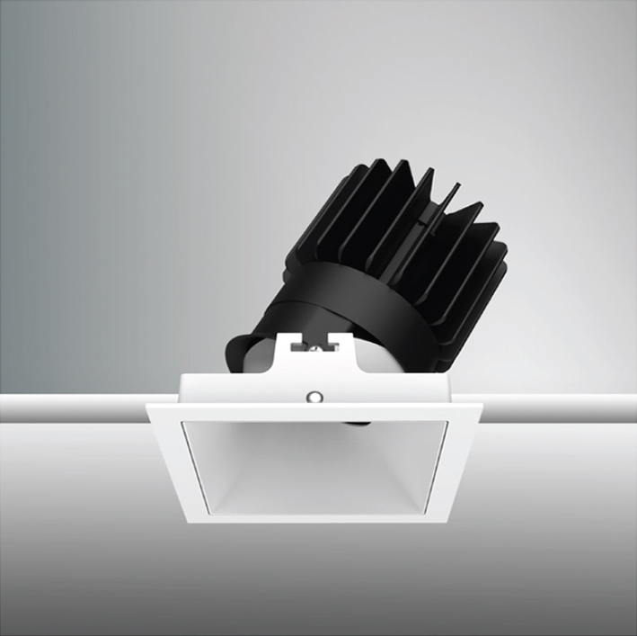 Luca 3.5" Static White 120V-277V, Recessed Fixed & Adjustable Downlights<br />Square Adjustable Trim - Click to Enlarge
