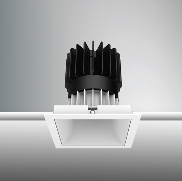 Luca 3.5" Static White 120V-277V, Recessed Fixed & Adjustable Downlights<br />Square Fixed Trim - Click to Enlarge