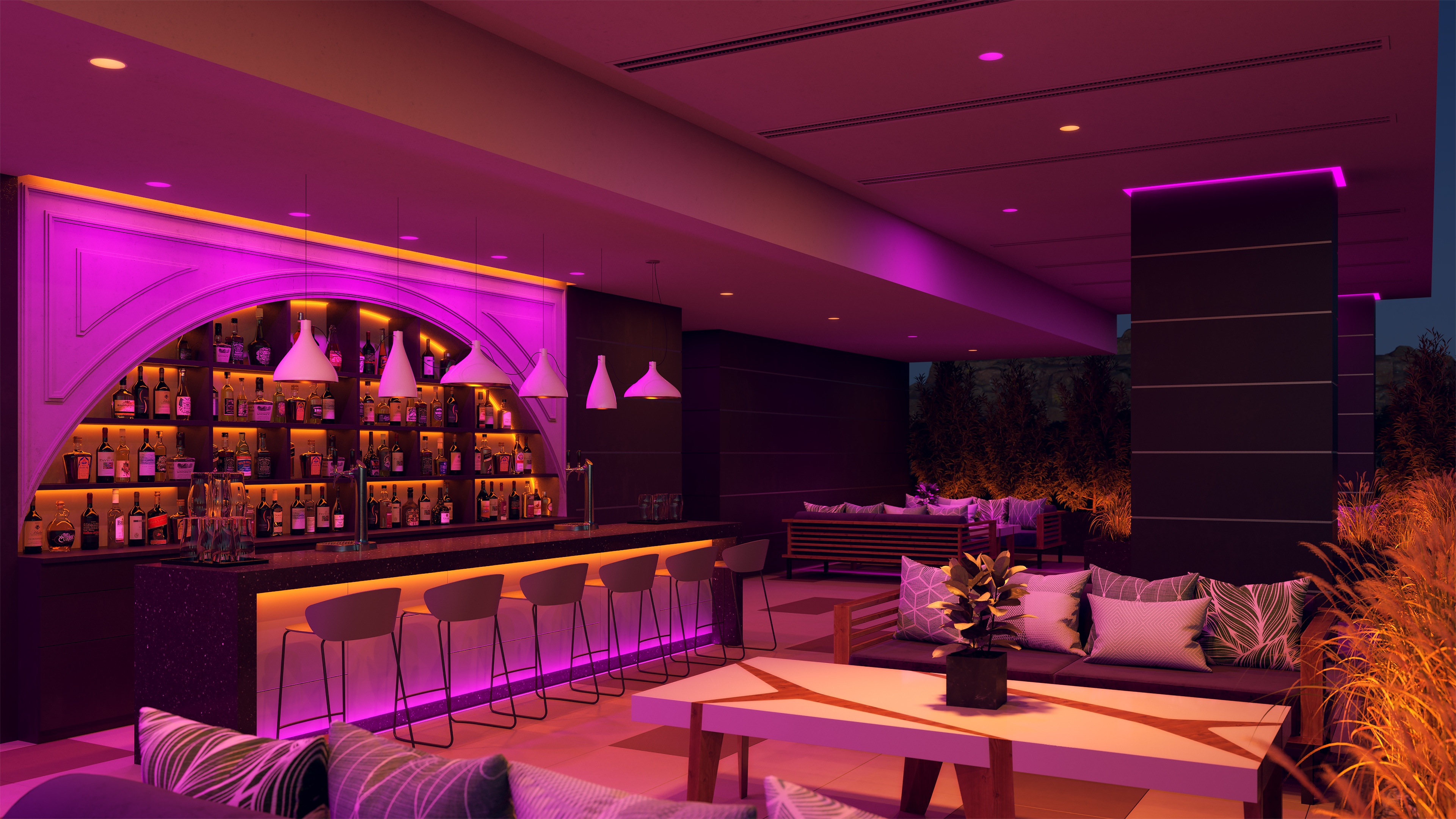 Vanishing Point 120VAC Pendant Connection Ceiling Cord Grip System, Magenta and Orange