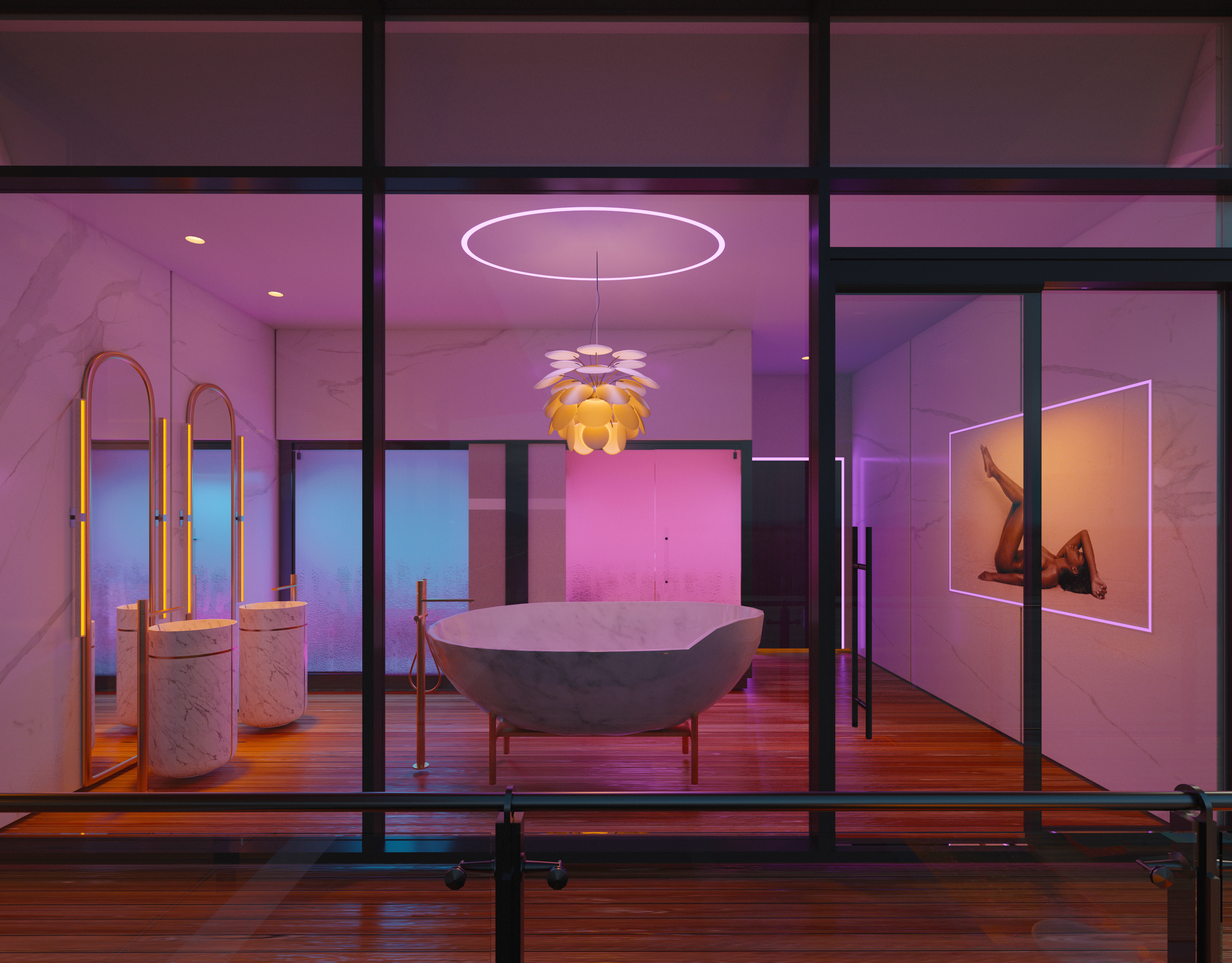 TruCirque .5 TruColor&trade; RGB & TUNABLE WHITE 24VDC 5/8" Drywall Plaster-In LED System, 5 Channel Control - Click to Enlarge