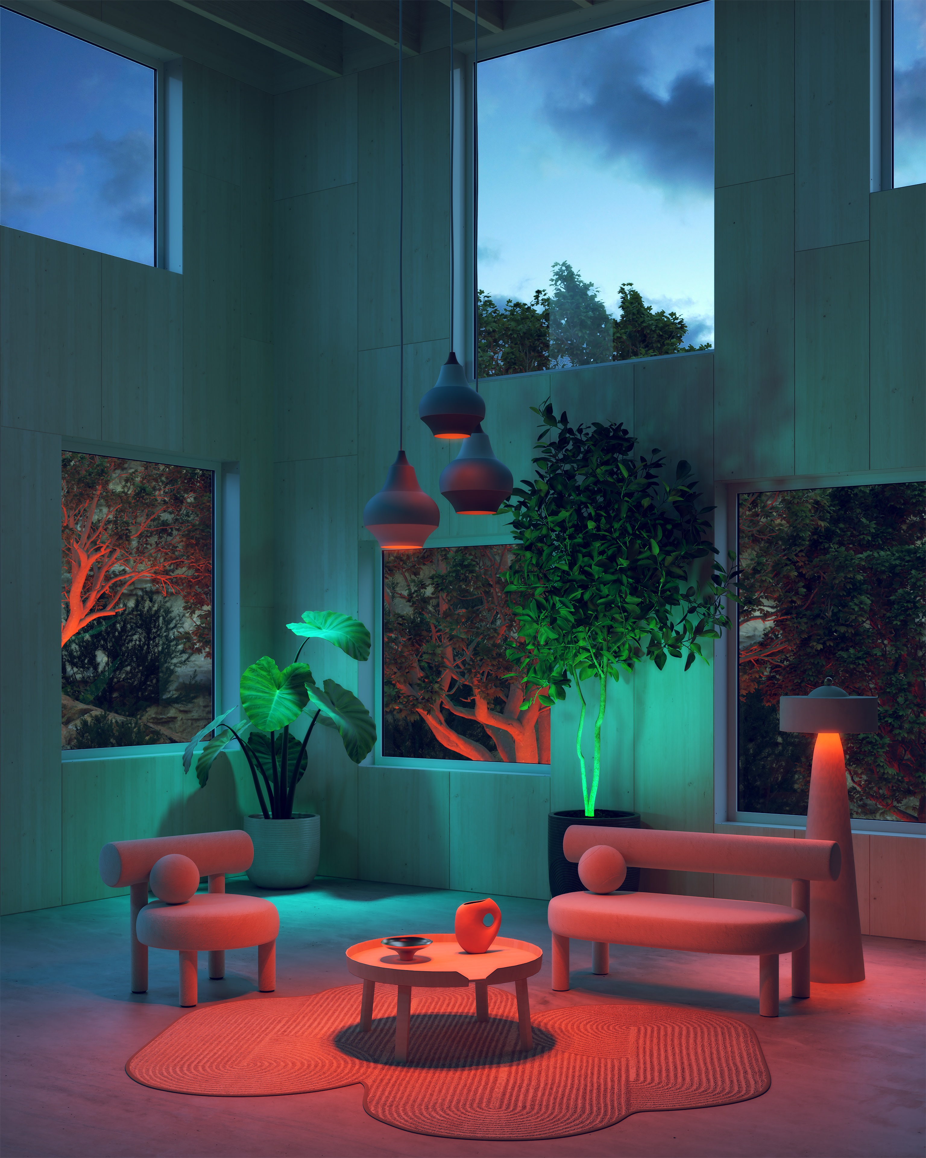 A19 Pure Smart Bulb, Deep Orange & Green Magenta