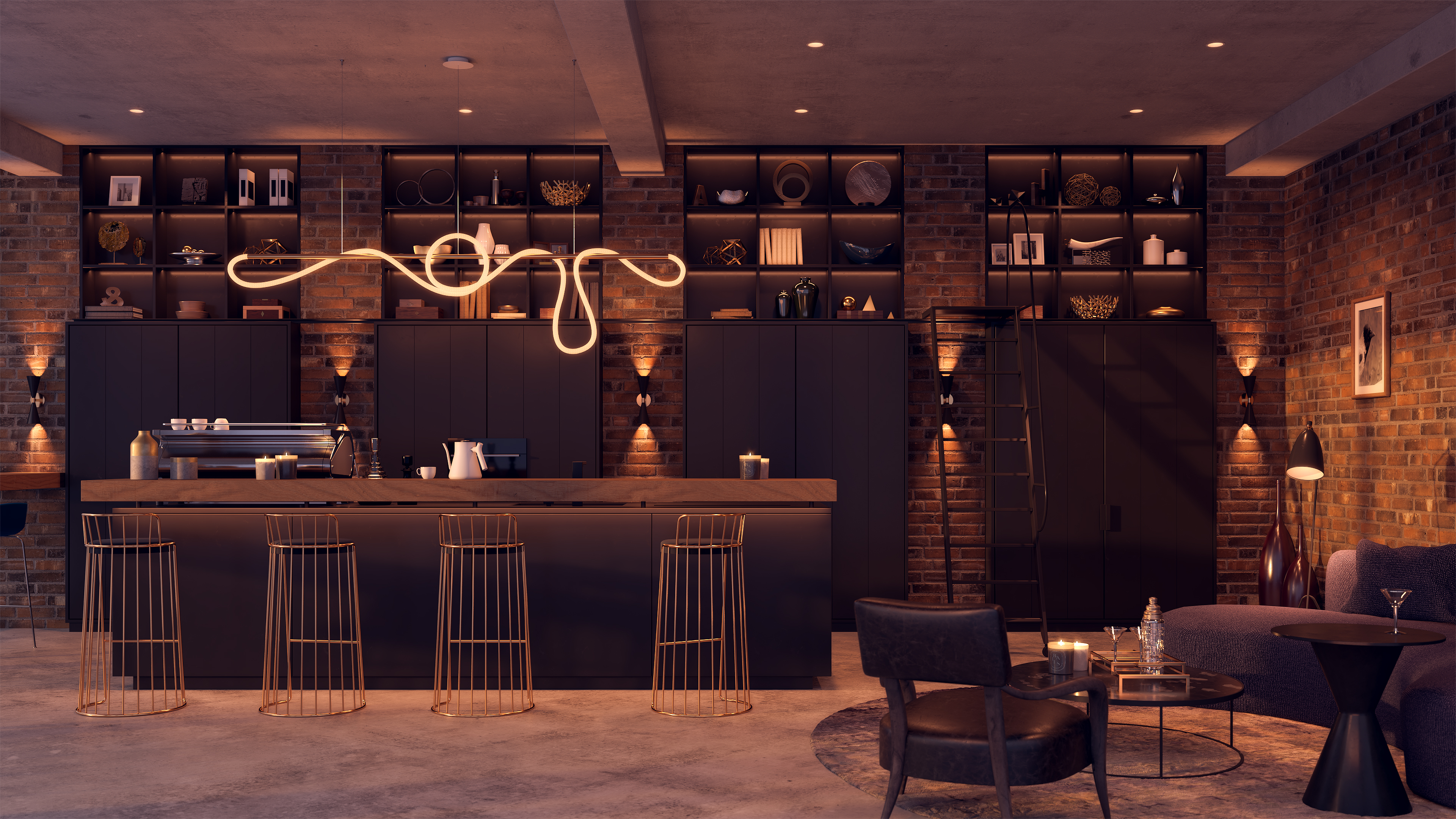 Flow Pipe Suspension Static White & Warm Dim 24VDC, Center Feed With Power - Click to Enlarge