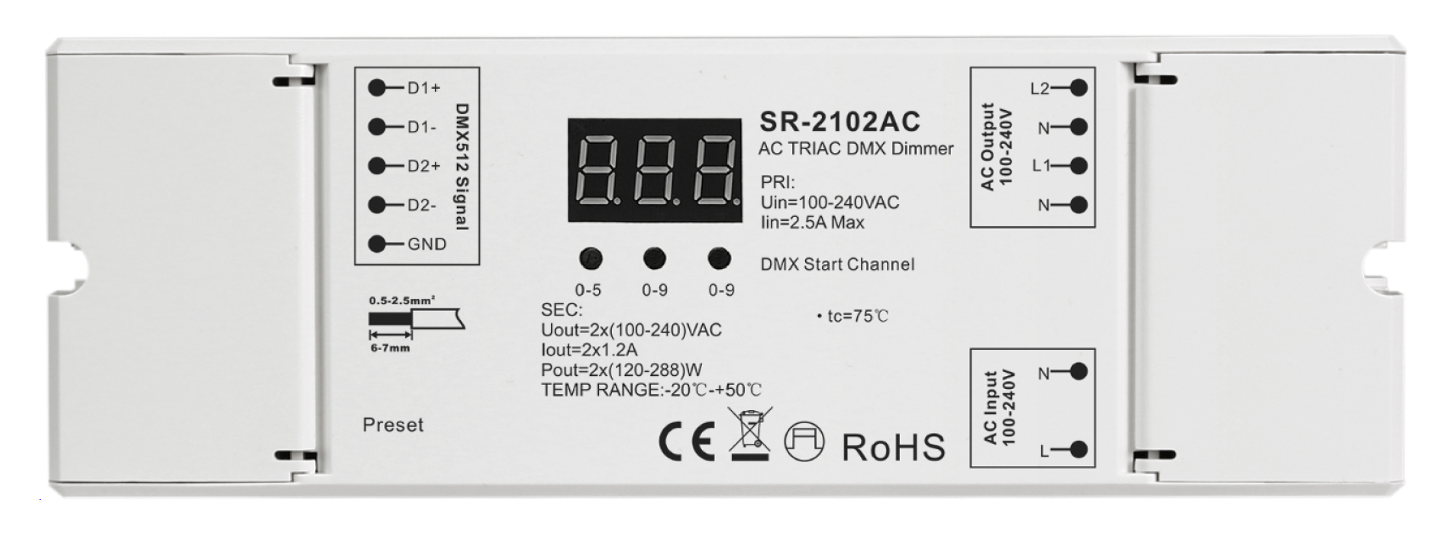 SR 2102AC 2 Channel br   AC Triac DMX512 br   Dimmer