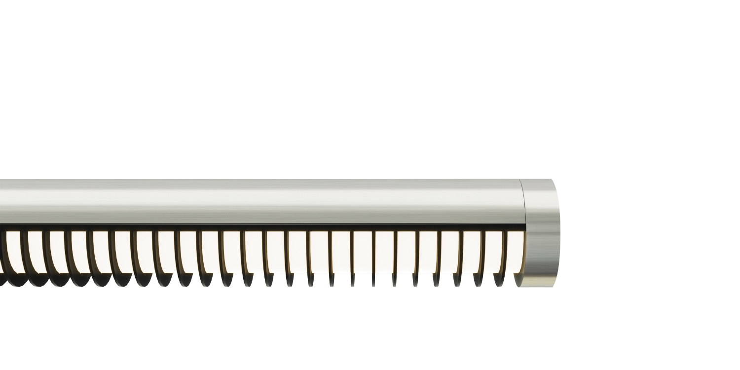 Pipeline 1 Suspension 24VDC Remote Power, End Feed, With Power, Diffused White Lens With Black Louver - Click to Enlarge