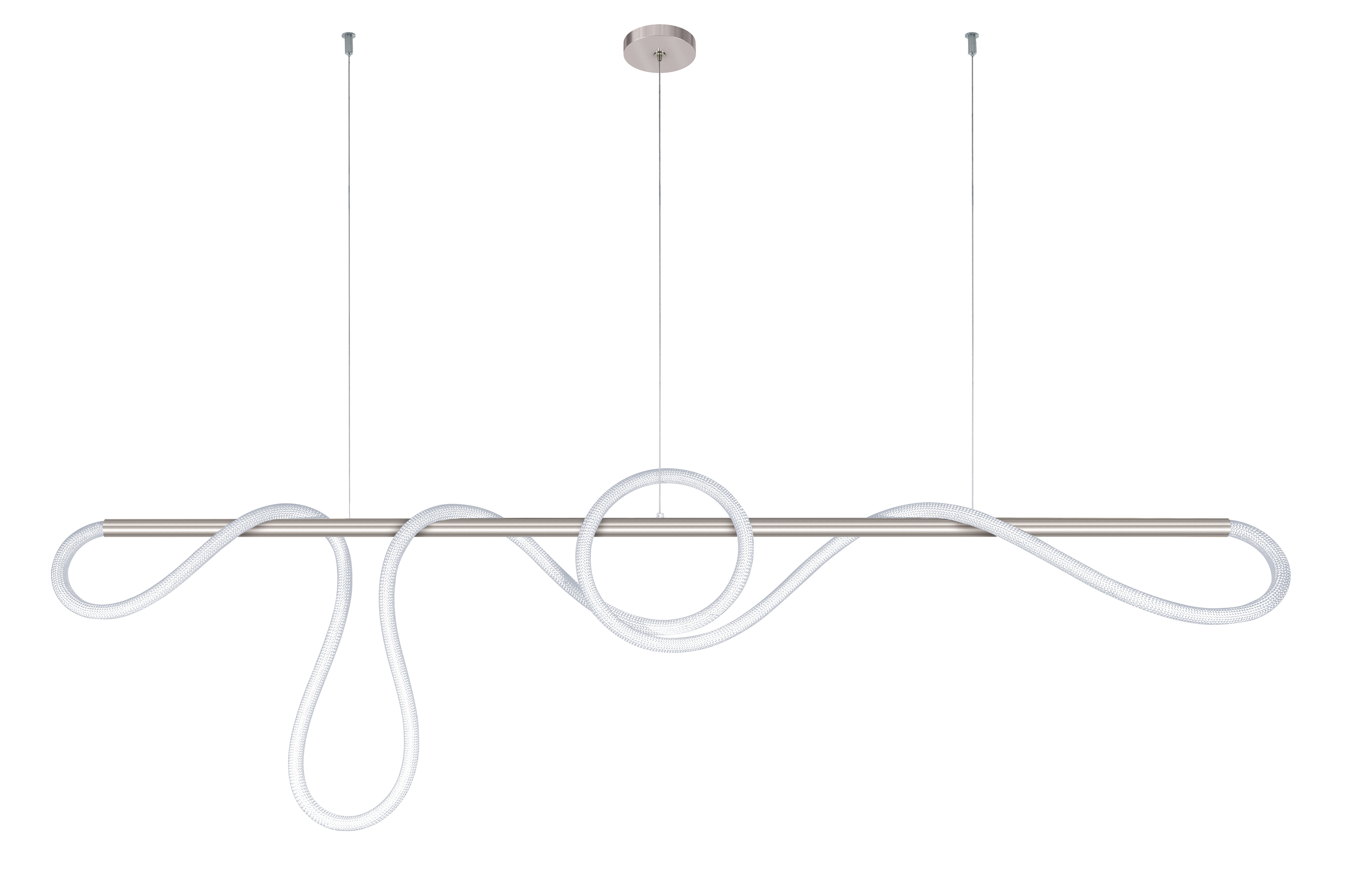 Flow Pipe Suspension Static White & Warm Dim 24VDC, Center Feed With Power - Click to Enlarge