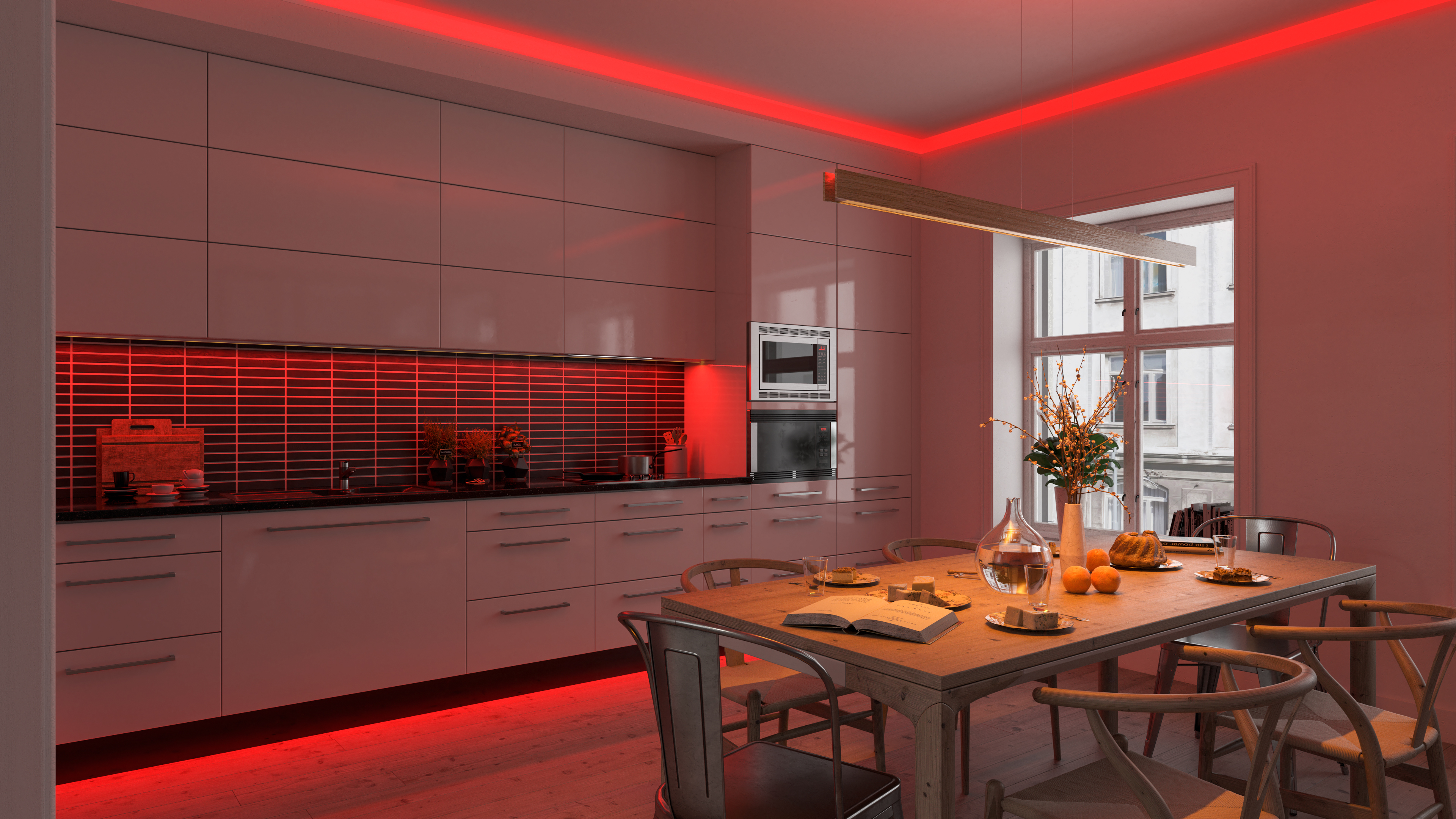 Glide Wood Up And Downlight<br />Suspension Center Feed, Dynamic Tunable White - Click to Enlarge