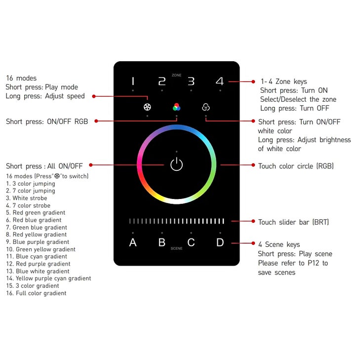 RGBTW Smart DMX Touch Controller Bluetooth + DMX - Click to Enlarge