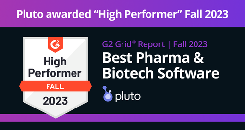 Image for Pluto awarded High Performer in G2 Grid Report for Pharma & Biotech - Fall 2023