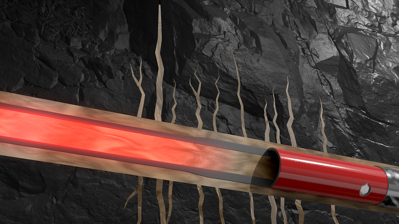 Drill-in fluid inside wellbore.