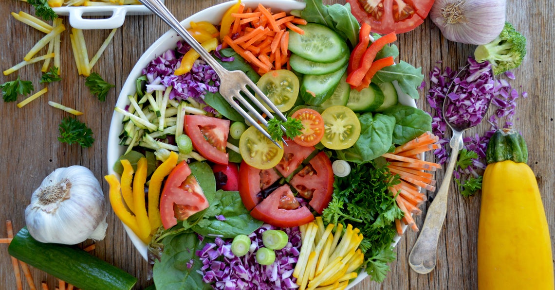 a colorful plate of fresh food