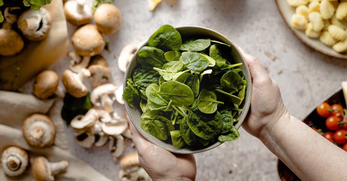 a bowl of fresh spinach