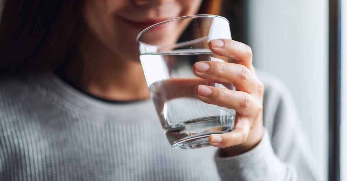 woman drinking water