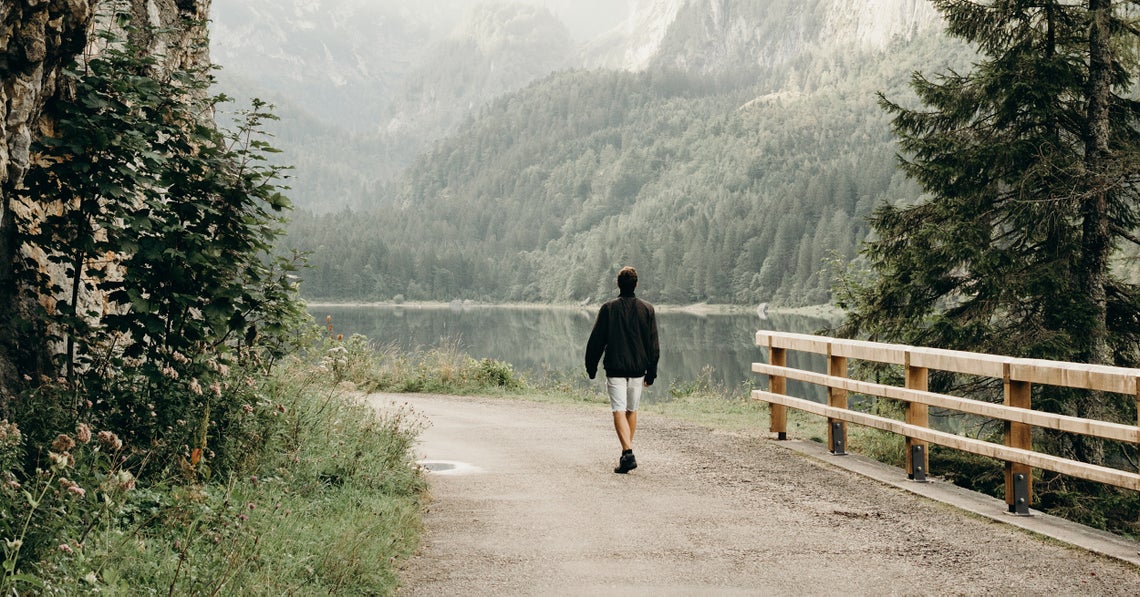 man on a morning walk