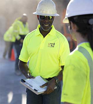 Man wearing Vestis Enhanced visibility clothing
