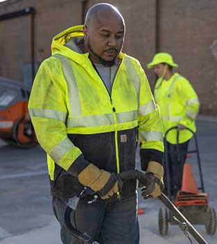 Man wearing Vestis High visibility clothing
