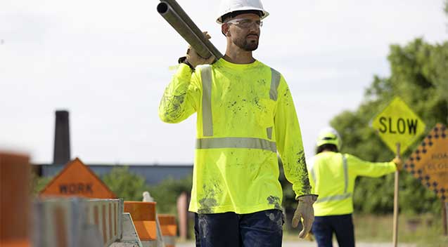 Man wearing Vestis High visibility clothing