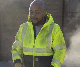 Man wearing Vestis High visibility clothing
