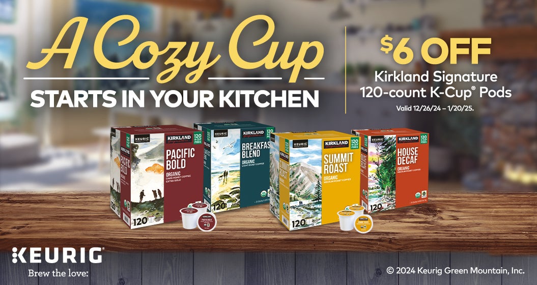 $6 Off Kirkland Signature K-Cups, A Cozy Cup Starts in Your Kitchen