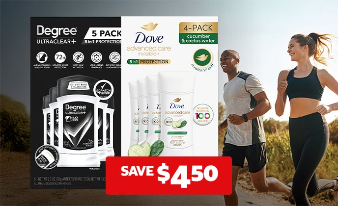 SAVE $4.50 on Dove & Degree Deodorant