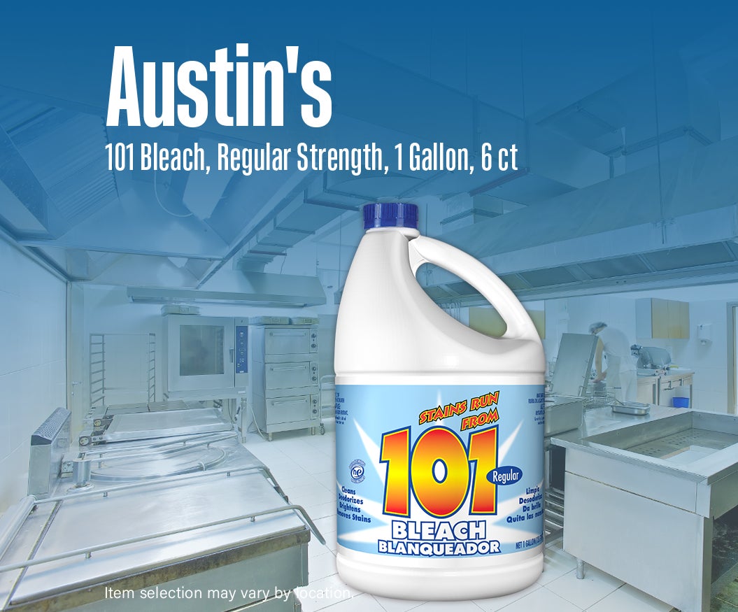 Austin's 101 Bleach, Regular Strength, 1 Gallon, 6 ct