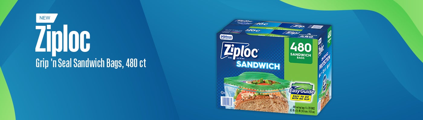 NEW - Ziploc Grip 'n Seal Sandwich Bags, 480 ct
