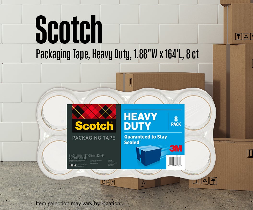 Scotch Packaging Tape, Heavy Duty, 1.88''W x 54.6 yds, 8 ct