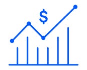 a blue graph with a dollar sign