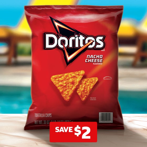 SAVE $2 on Doritos Tortilla Chips, Nacho Cheese, 30 ounces