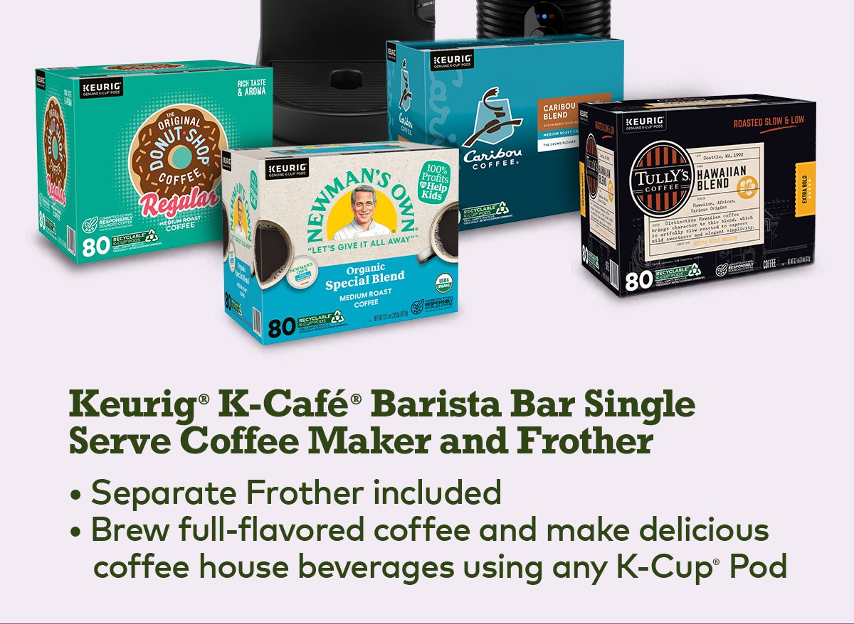 Make Sweater Weather Better. 42oz Removable Reservoir: Allows you to brew up to 4 cups before having to refill, saving you time. Coffeehouse Variety: Easily brew hot or iced lattes, cappuccinos, and more of your favorite coffeehouse beverages at home using any K-Cup Pod.