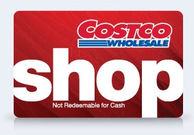 A red Costco Shop card
