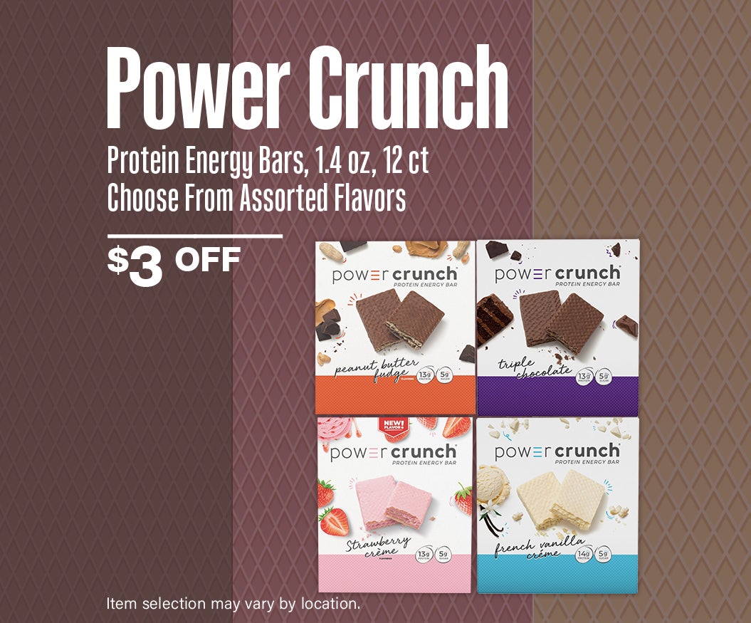$3 Off Power Crunch Protein Energy Bars, 1.4 oz, 12 ct