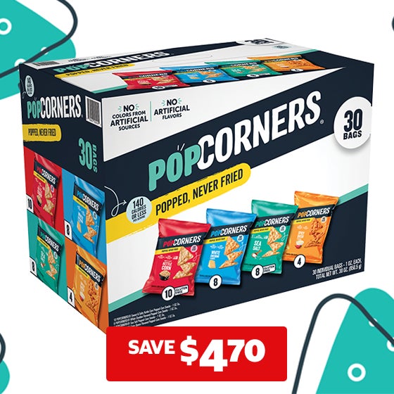 SAVE $4.70 on PopCorners Popped-Corn Snack, Variety Pack, 1 oz, 30 ct