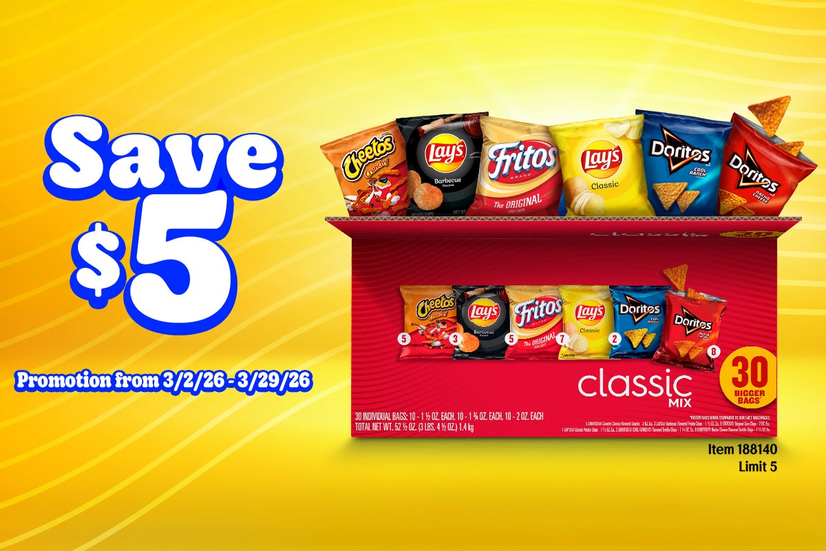SAVE $5 on Frito-Lay Classic Mix, Variety Pack, 30 ct