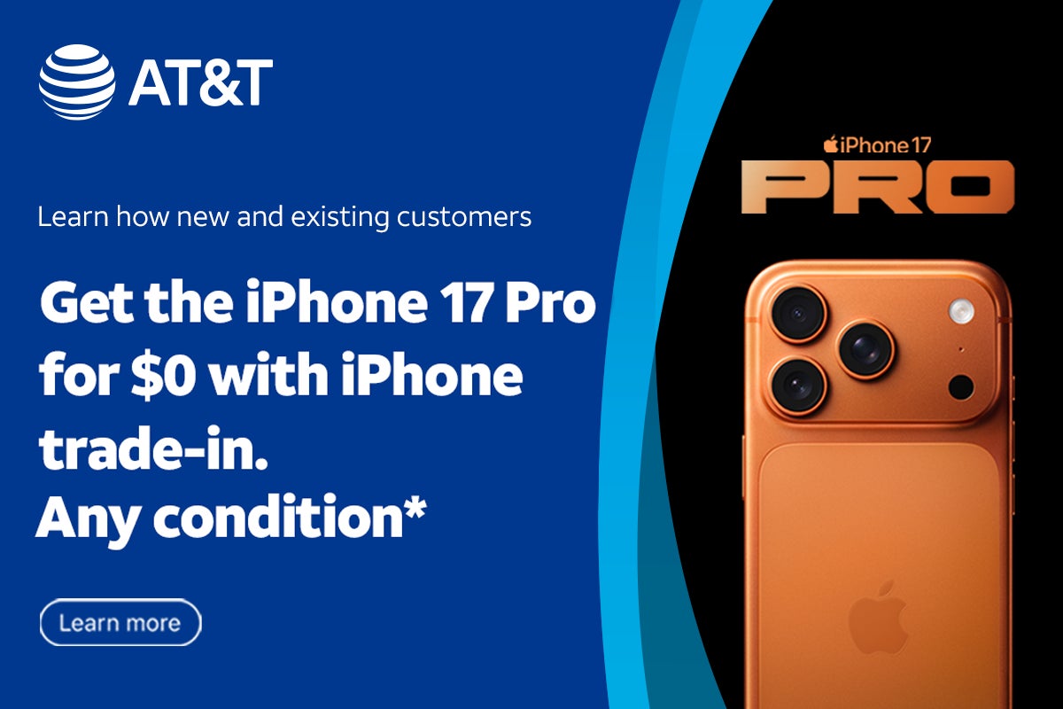 Learn how new and existing customers get the iPhone 17 Pro for $0 with iPhone trade-in. Any condition. Requires trade-in of iPhone 15 Plus or higher (excluding iPhone 16e & 17e), purchase on installment plan and eligible wireless plan. 256GB for $0 after 36 monthly credits. Terms and restrictions apply. Subject to change. 