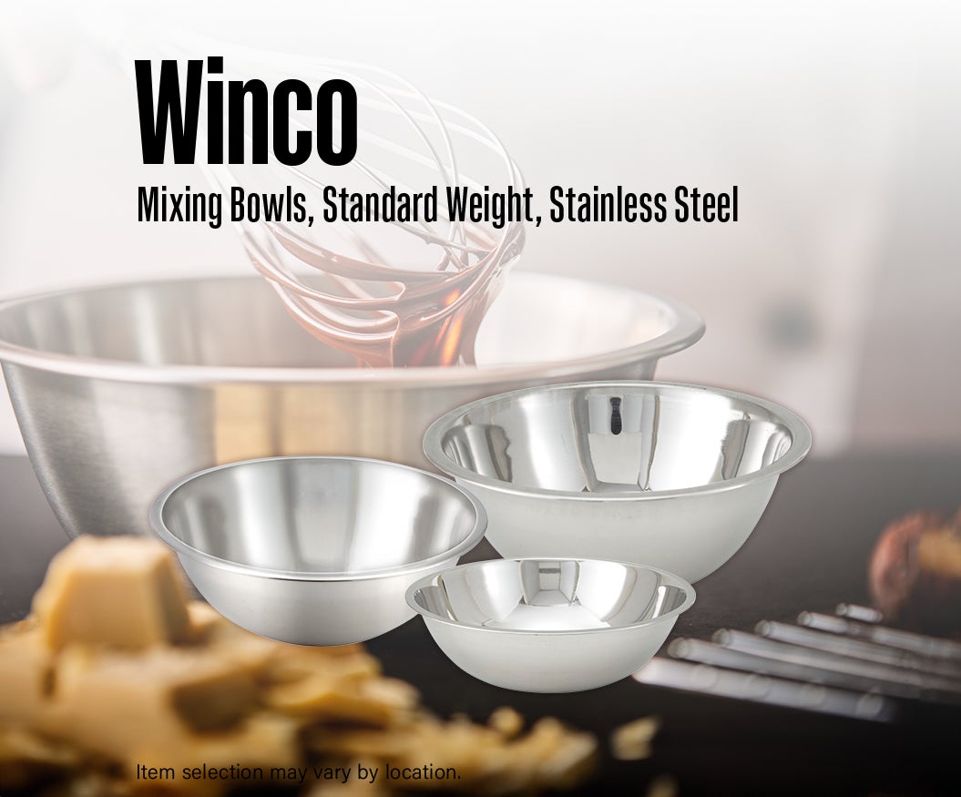 Winco Mixing Bowls, Standard Weight, Stainless Steel