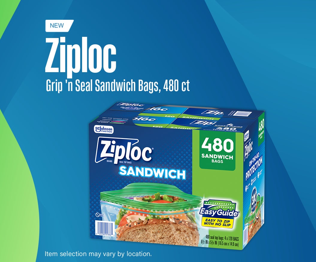 NEW - Ziploc Grip 'n Seal Sandwich Bags, 480 ct