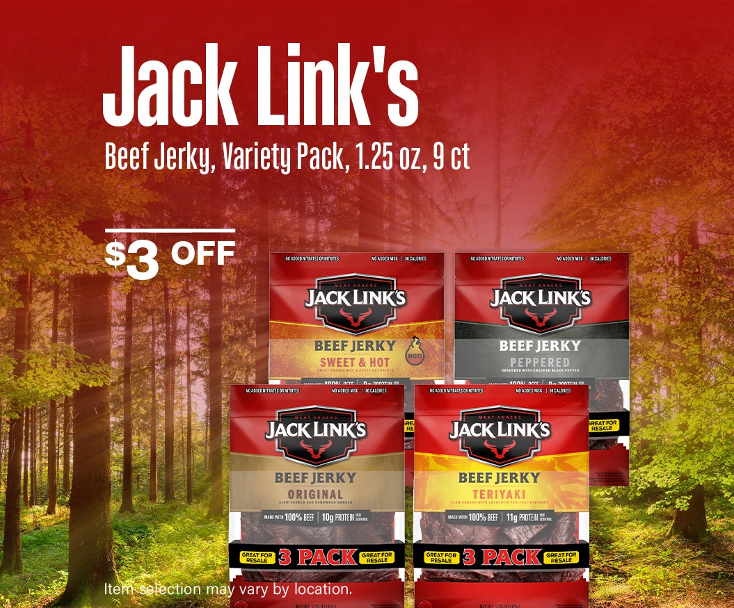 $3 Off Jack Link's Beef Jerky, Assorted Flavors, 3.25 oz, 3 ct