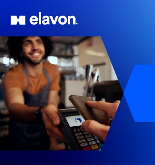 close-up of a credit card reader and copy that says 'payment processing for your business'.