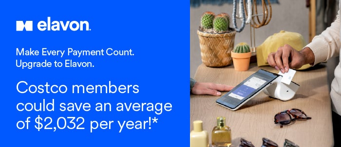 Costco members could save an average of $2,032 per year!* A photo of a card payment.