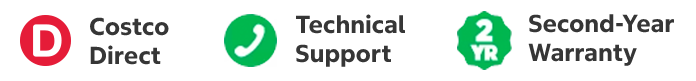 Costco Direct, Technical Support, and Second-Year Warranty.
