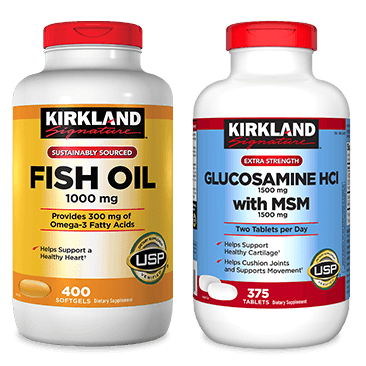 Kirkland Signature Fish Oil 1000 mg or Kirkland Signature Glucosamine with MSM