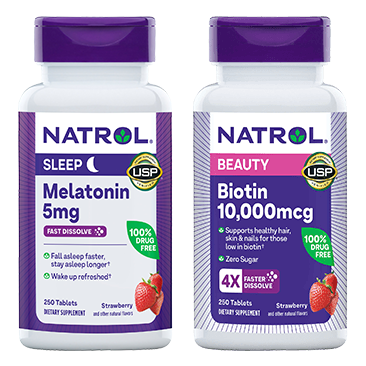 Natrol Melatonin 5 mg or Biotin 10,000 mcg Fast Dissolve Tablets