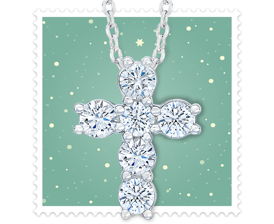 Round Brilliant 1.80 ctw VS2 Clarity, I Color Diamond 14kt White Gold Cross Pendant